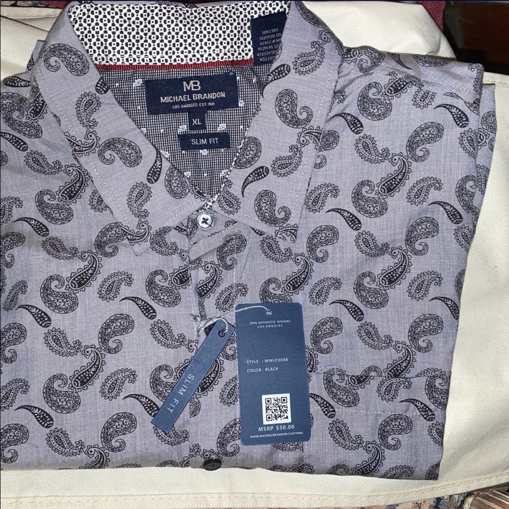 SOLD•Michael Brandon•XLarge Slim fit•Jean blue with Pattern